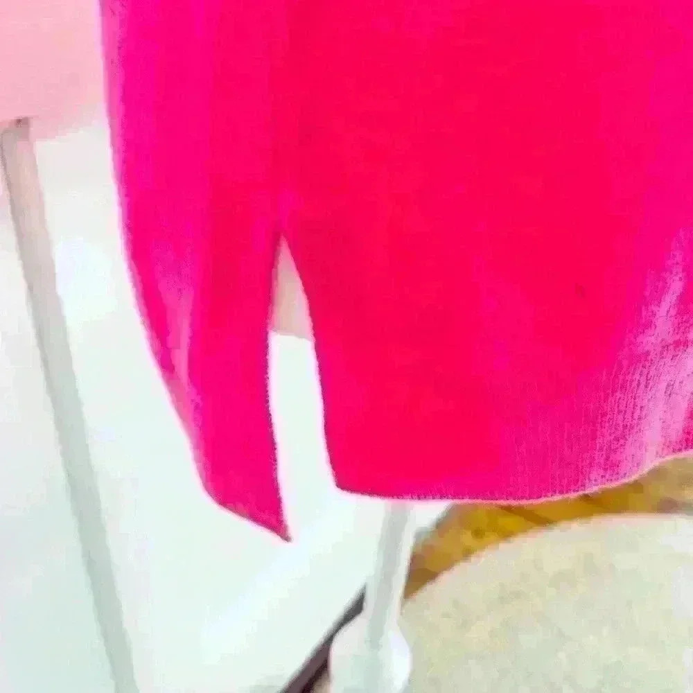 Vineyard Vines Cashmere Sweater Neon Pink Crew Neck Pocket XXS - Picture 5 of 11